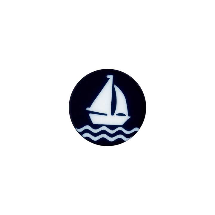 Polyester button Sailing Boat 11mm blue