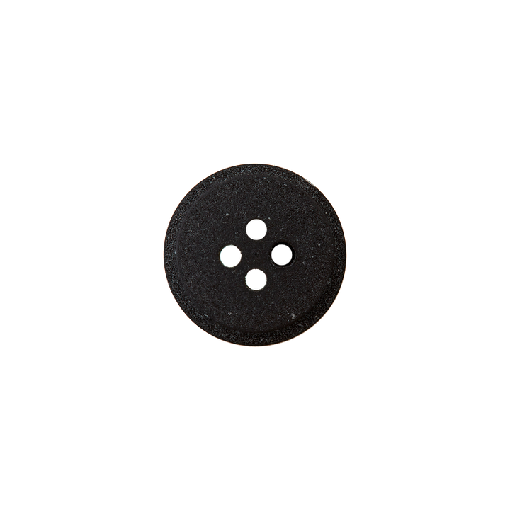 Bouton polyester 4-trous recyclé 11mm noir