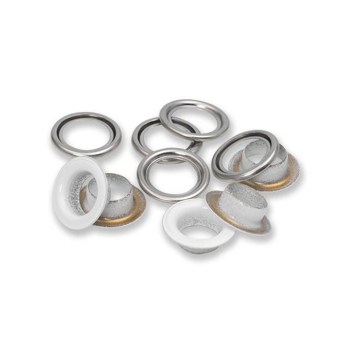 Eyelets with washers, 11 mm, black/silver-coloured