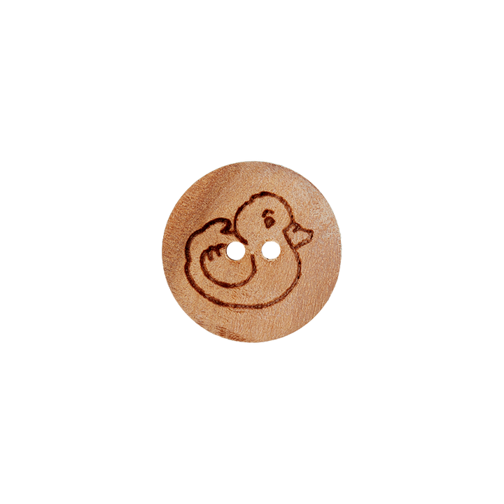 Wood two-hole button Duck 15mm brown