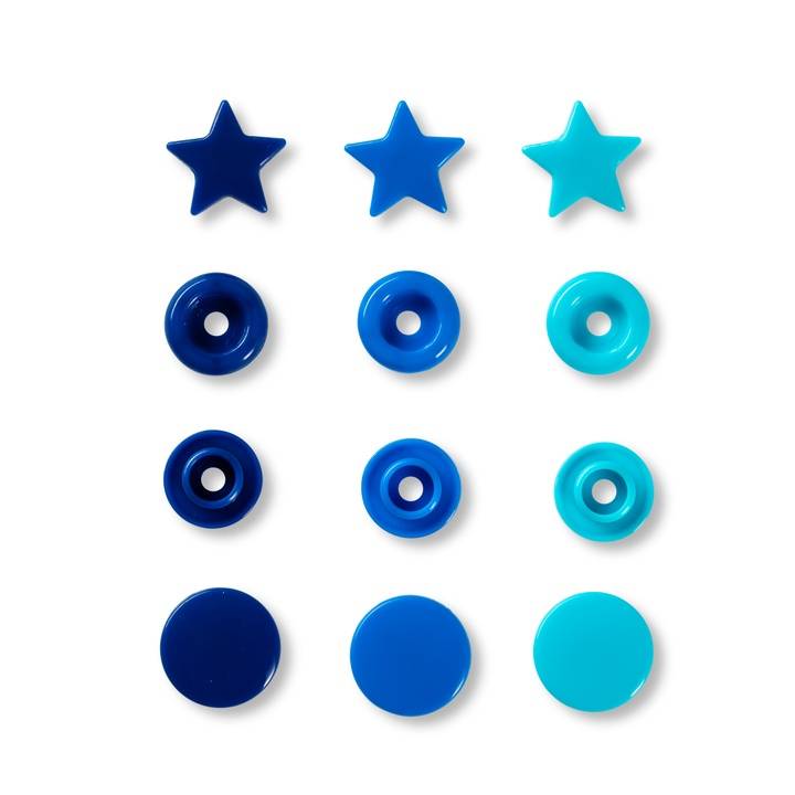 Colour snap fastener, Prym Love, star, 12.4mm, blue/turquoise/ink