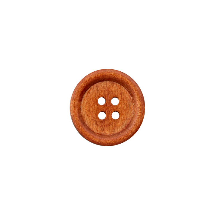 Wood button 4-holes, 18mm, light brown