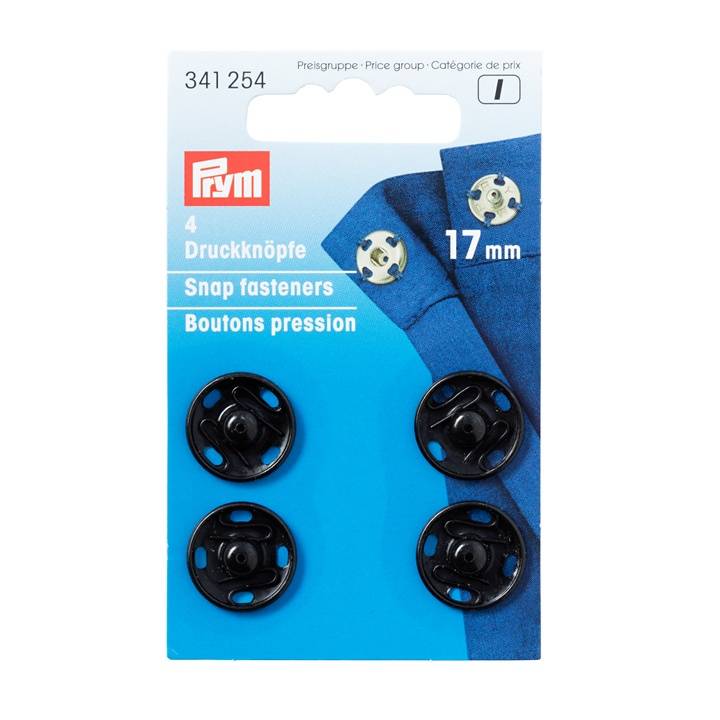 Snap fasteners, 17mm, black