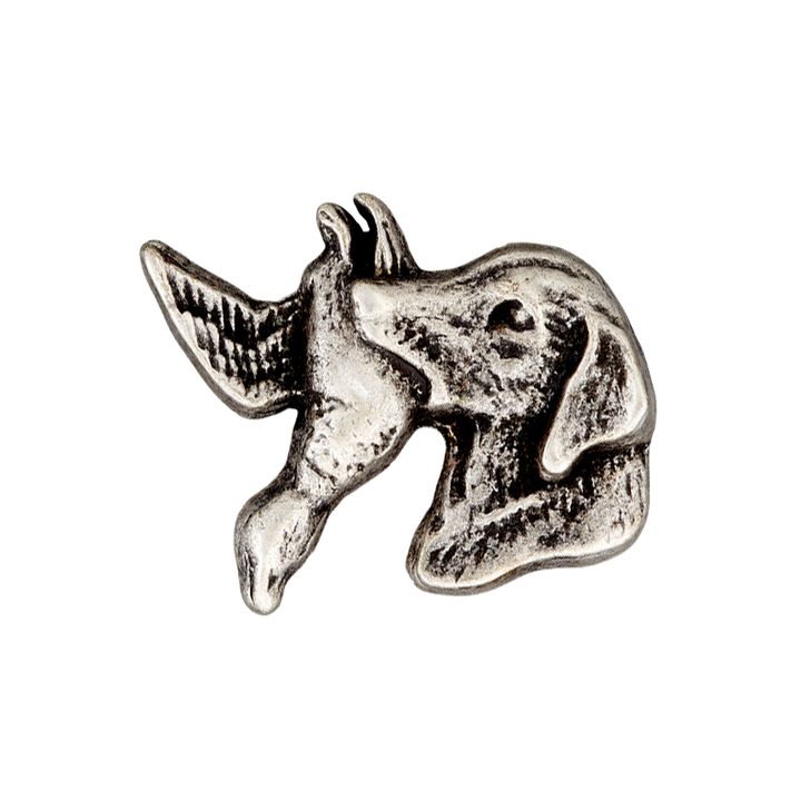 Пуговица «Охотничья собака», металлическая, на ножке, 30 мм, цвет состаренного серебра