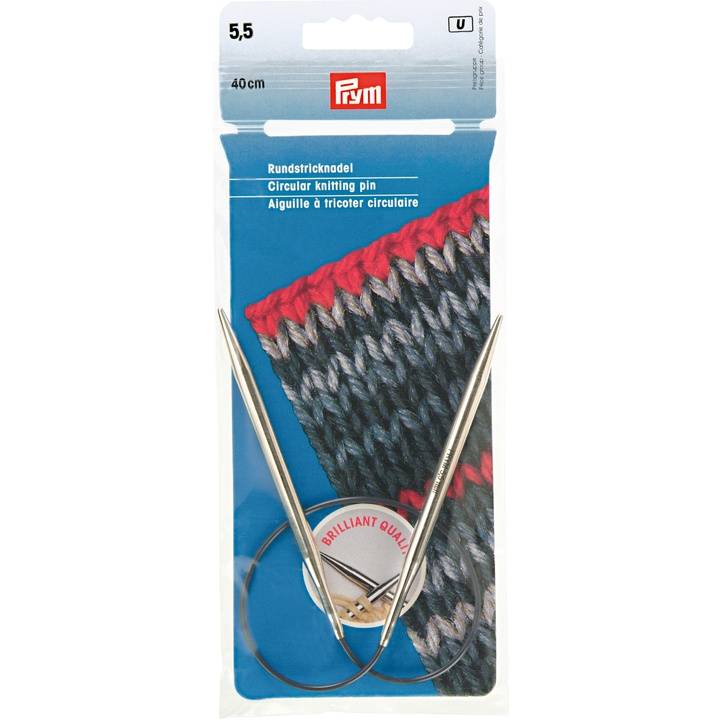 Circular knitting needles, 40cm, 5.50mm, silver-coloured
