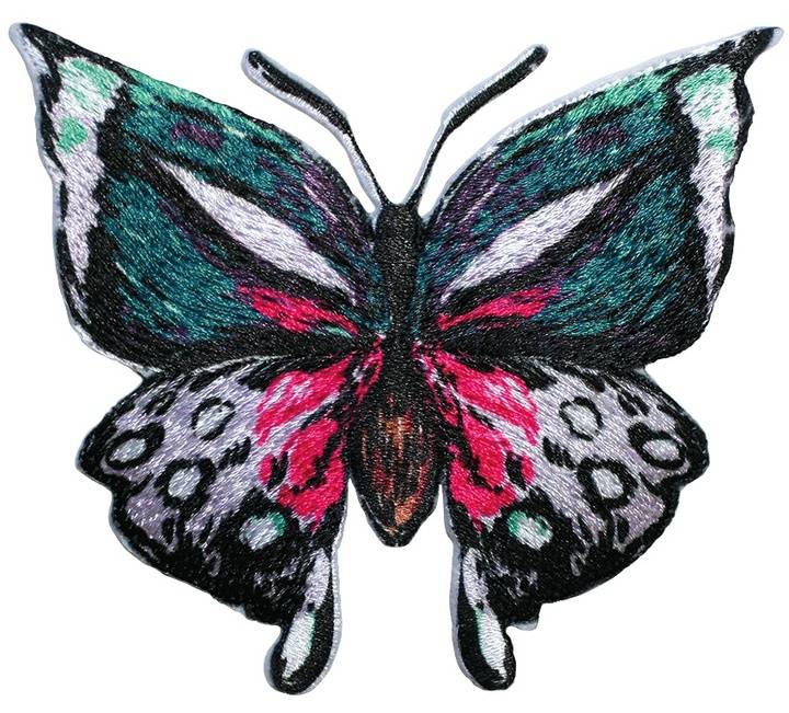 Applikation Schmetterling selbstklebend/aufbügelbar, grün/pink