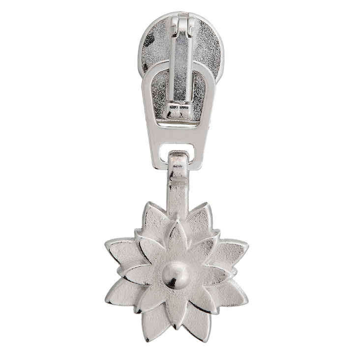 zip puller flower 10mm silver