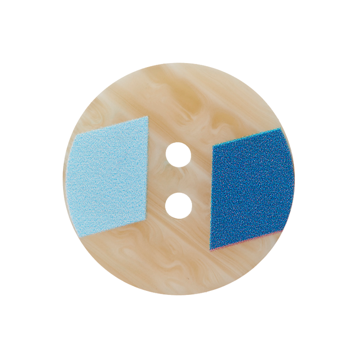 Polyesterknopf 2-Loch, 20mm, hellblau/blau