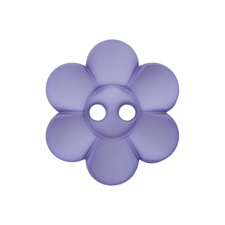 Polyester button 2-holes, Flower, 20mm, lilac