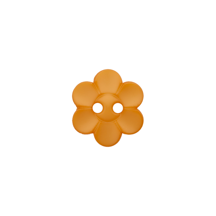 Polyester button 2-holes, Flower, 12mm, curry