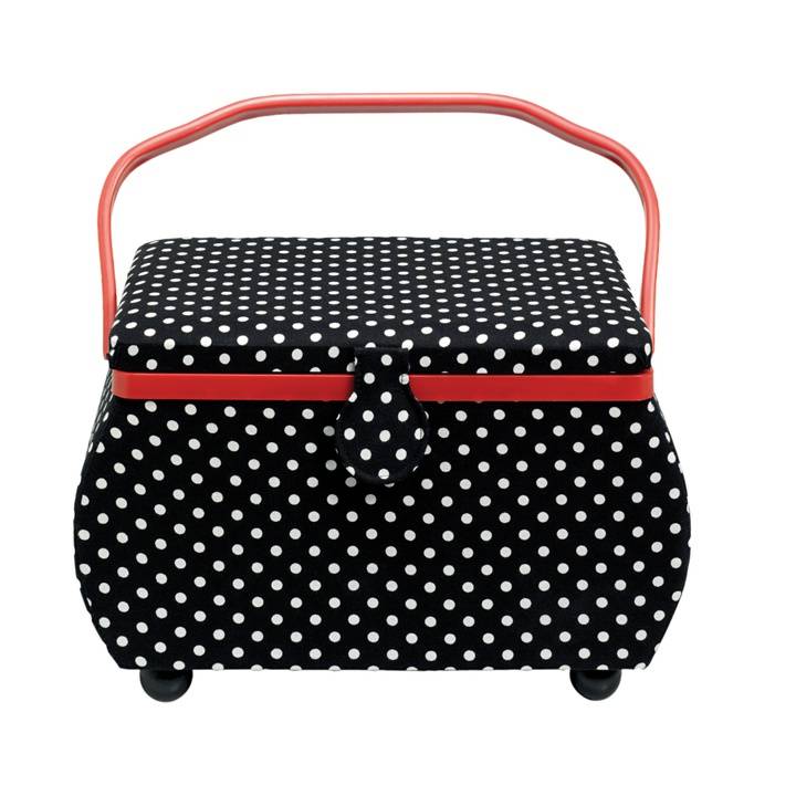 Coffret à ouvrage Polka Dots noir/blanc L