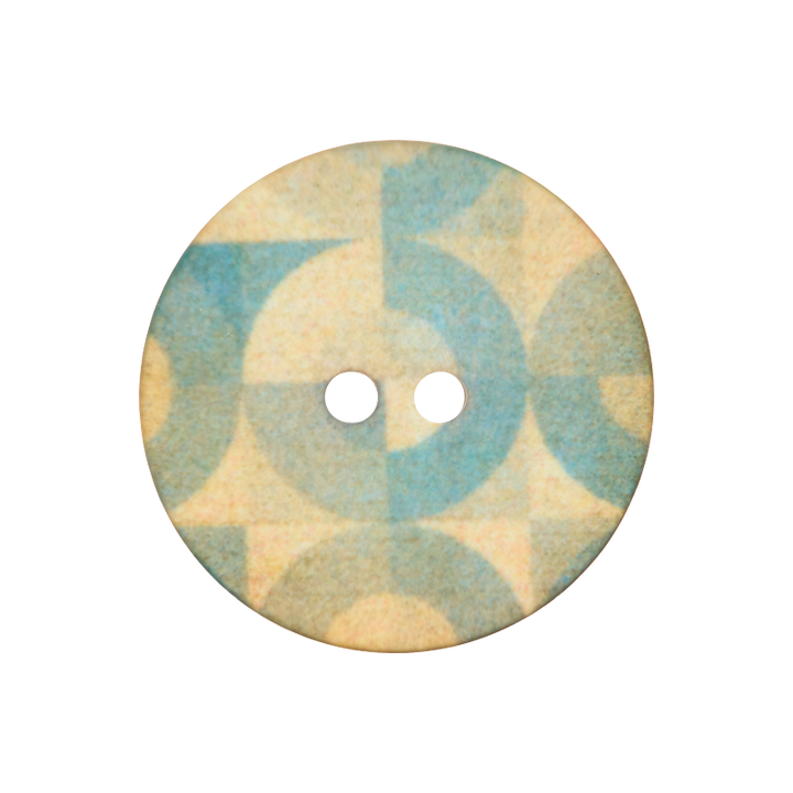 Bouton polyester 2-trous, Cercle, 18mm, turquoise foncé