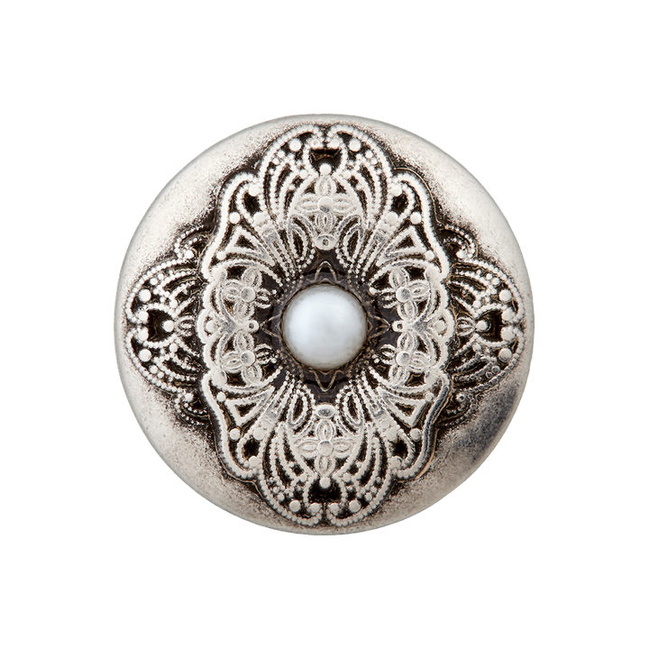 Metal/Polyester button shank, 20mm, antique silver