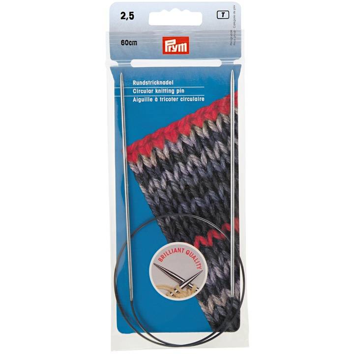 Circular knitting needles, 60cm, 2.50mm, silver-coloured