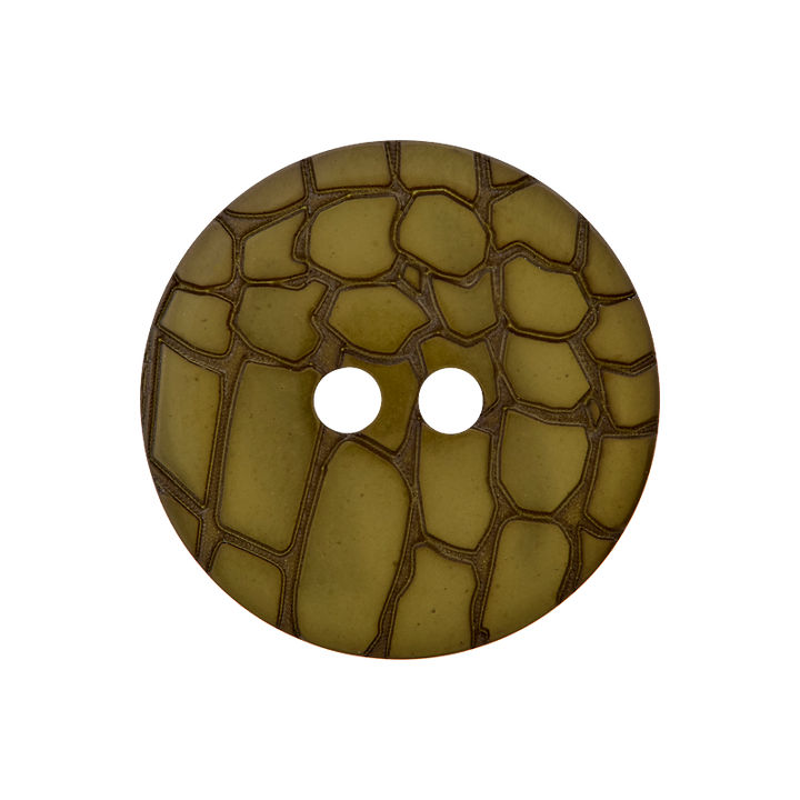 Polyesterknopf 2-Loch, Schlangenoptik, 20mm, oliv