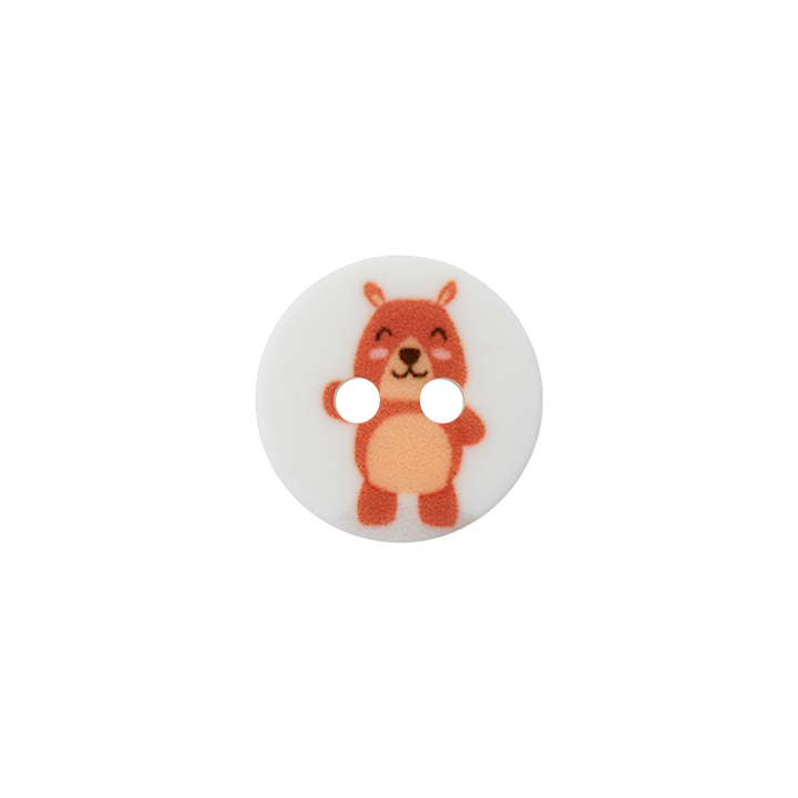 Polyester 2-hole button Bear 12mm multicolor