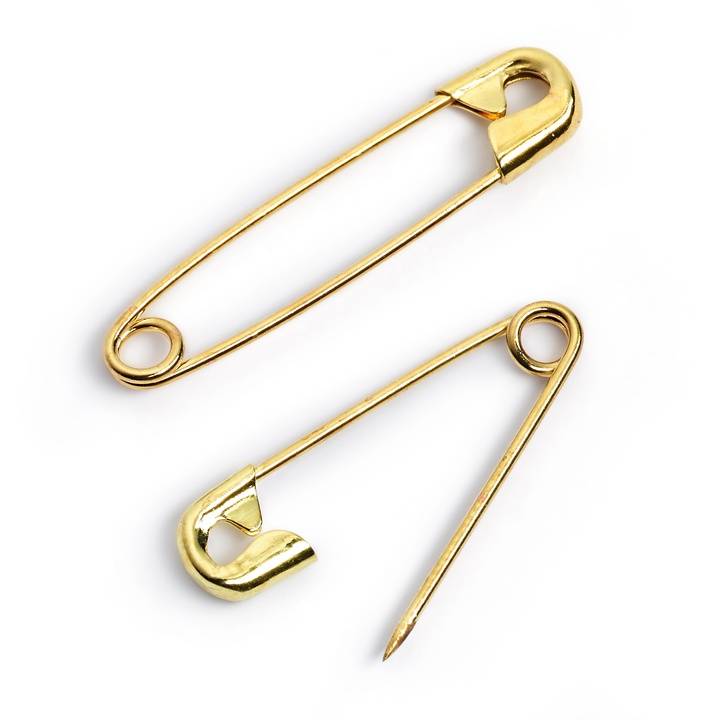 Safety pins, 19/23/27mm, assorted, gold-coloured, 30 items