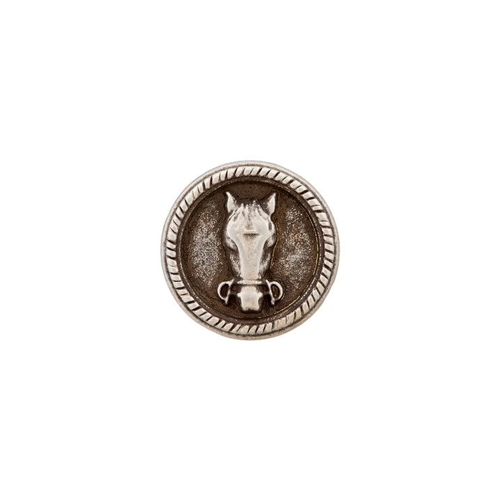 Metal button shank, Horse, 18mm, antique silver