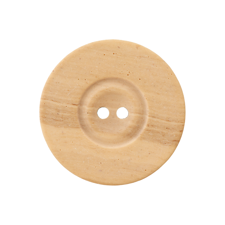 Polyester button 2-holes imitation wood 23mm beige