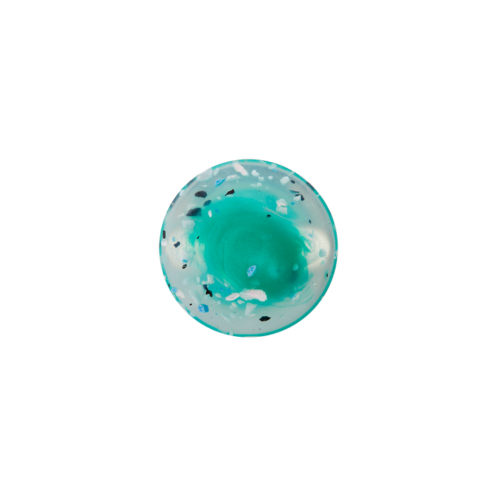 Bouton polyester pied, 15mm, vert turquoise