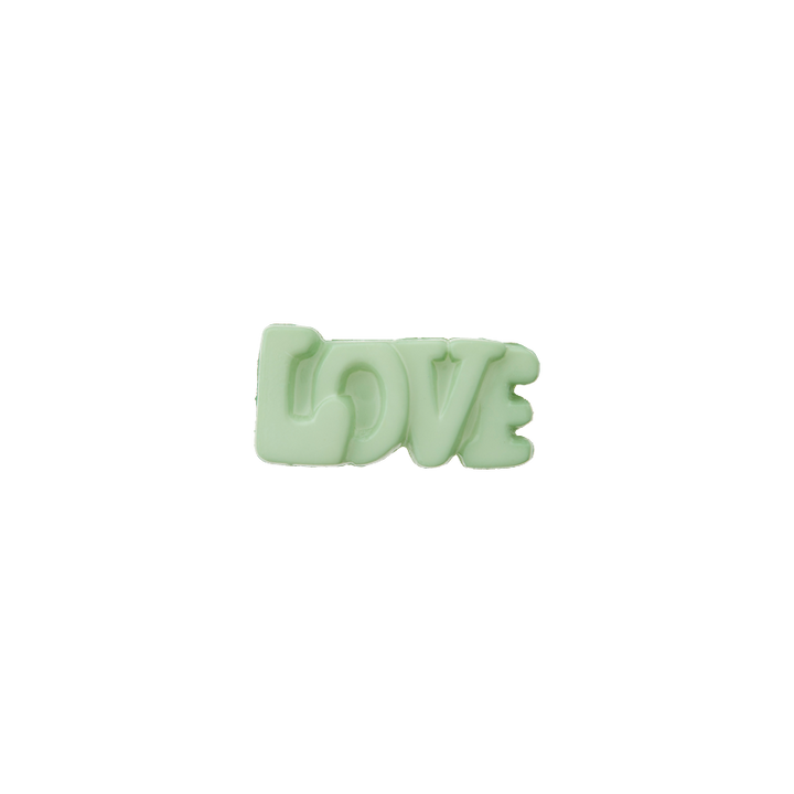 Bouton polyester pied, Love, 15mm, vert clair