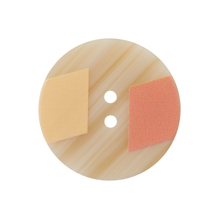 Polyester button 2-holes, 25mm, yellow/orange