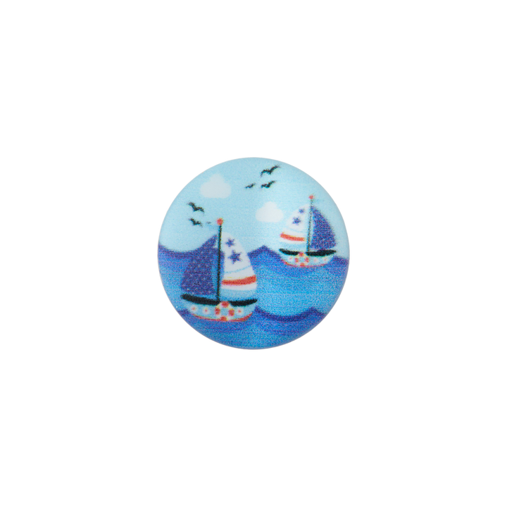 Пуговица «Лодка», из полиэстера, на ножке, 15 мм, цвет морской воды