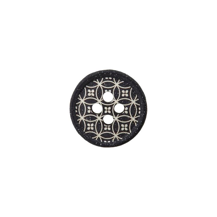 Polyesterknopf 4-Loch, 12mm, schwarz