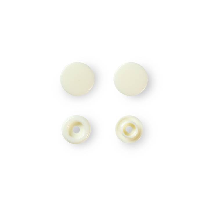 Non-sew press fasteners, Colour Snaps, round, 12.4mm, pearl