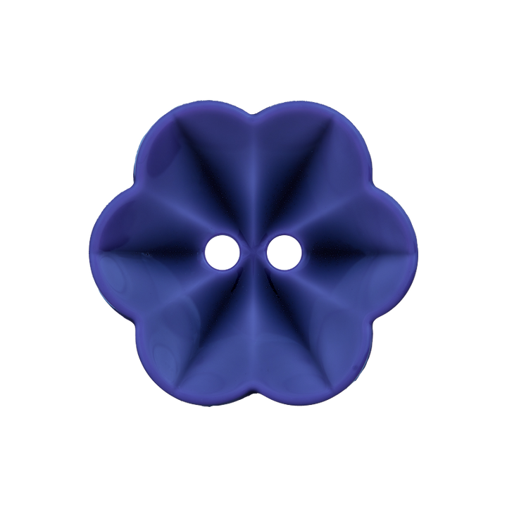 Bouton polyamide 2-trous, Fleur, 23mm, marine