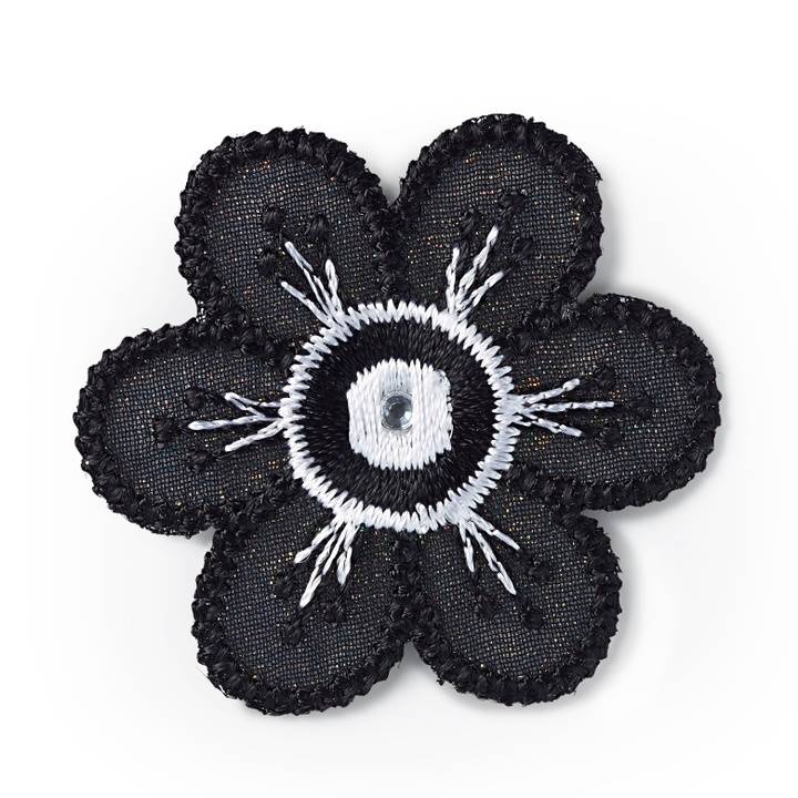 Applique flower black/white