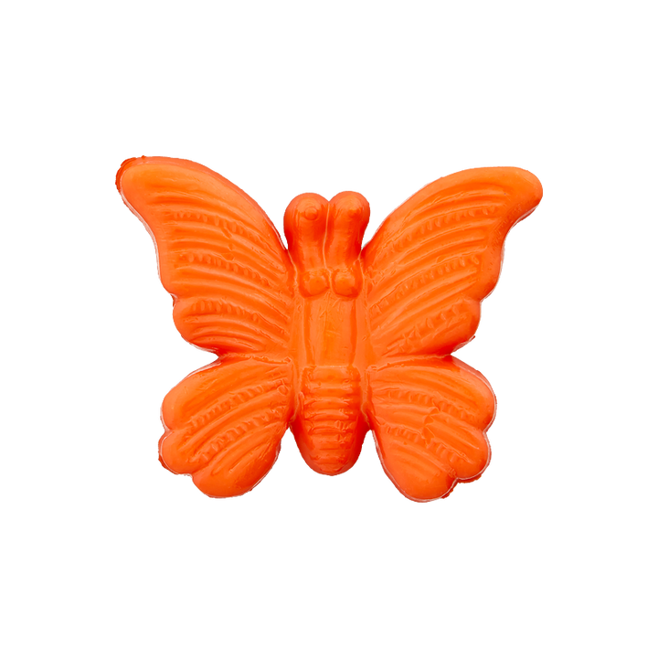 Bouton polyester pied, papillon, 19mm, orange