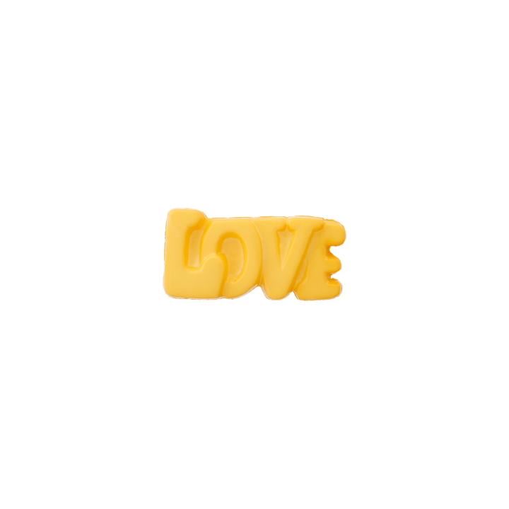 Polyesterknopf Öse, Love, 15mm, gelb
