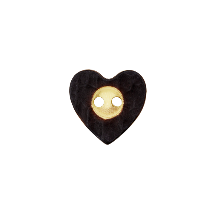 Пуговица «Сердце», из искусственного рога, с 2 отверстиями, 20 мм, коричневый, темный цвет