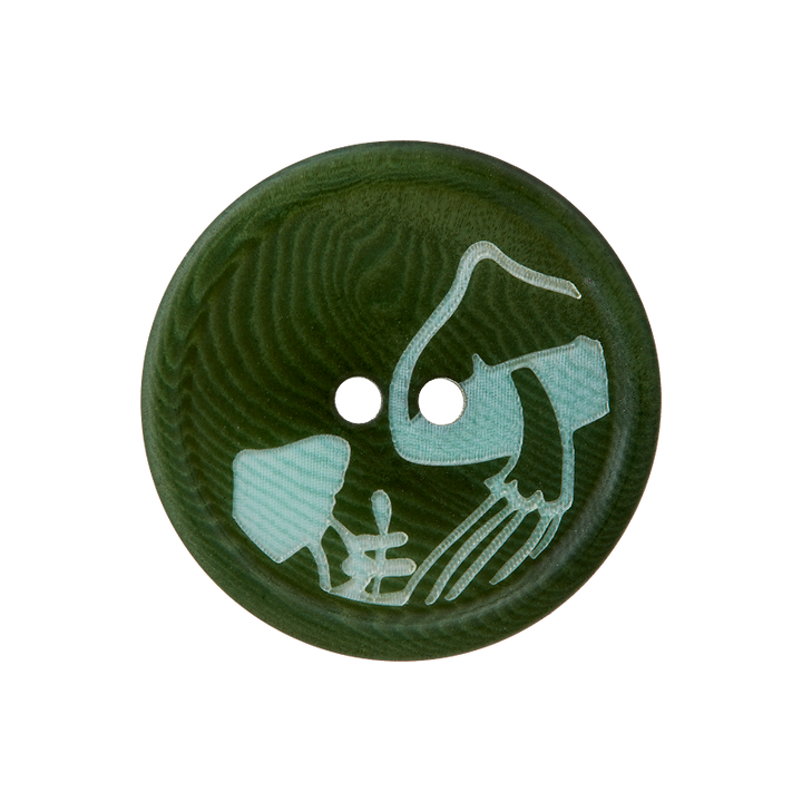 Пуговица из каменного ореха, с 2 отверстиями, «Грибок», 20мм, цвет зеленый, темный