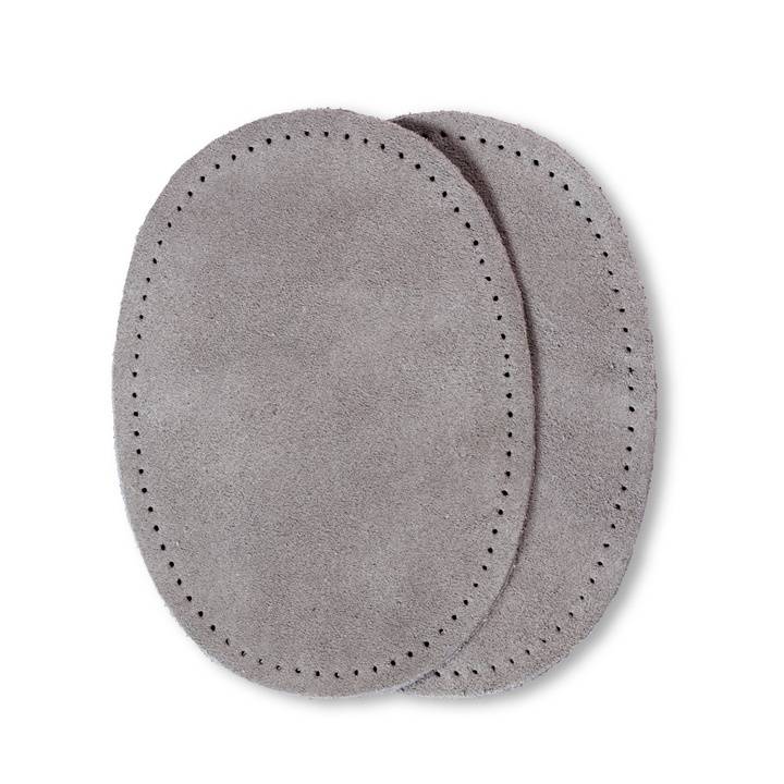 Patches velour leather, sew-on, 10 x 14cm, grey
