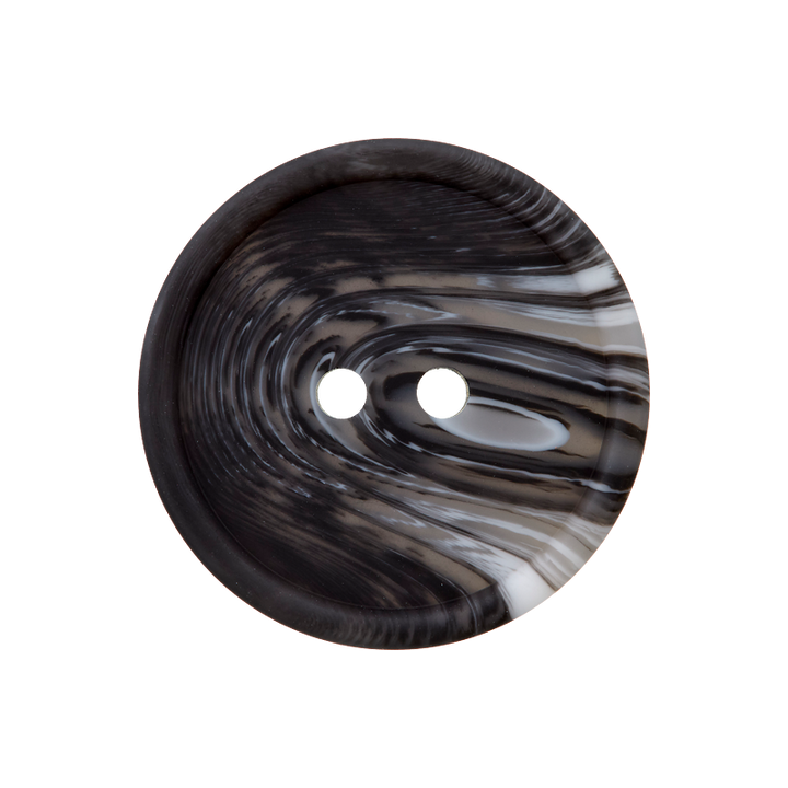 Polyesterknopf 2-Loch, mit Maserung, 25mm, schwarz
