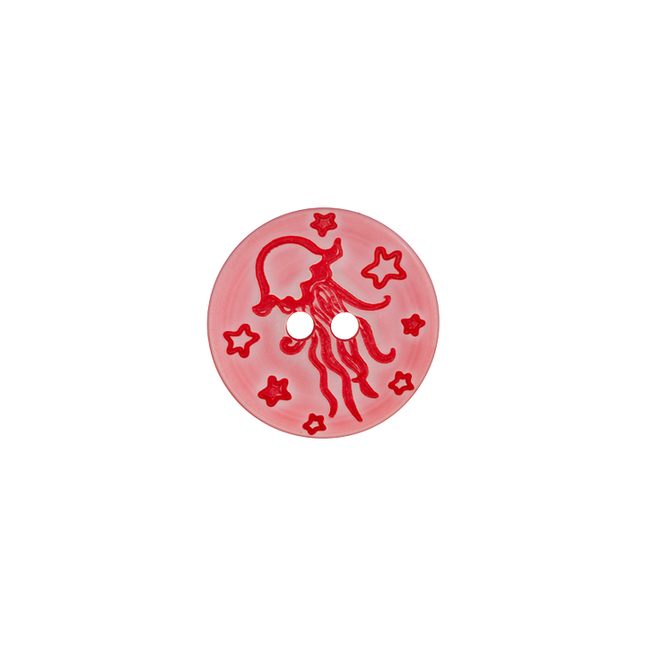 Пуговица из полиэстера, с 2 отверстиями, 18мм, Медуза, красный цвет