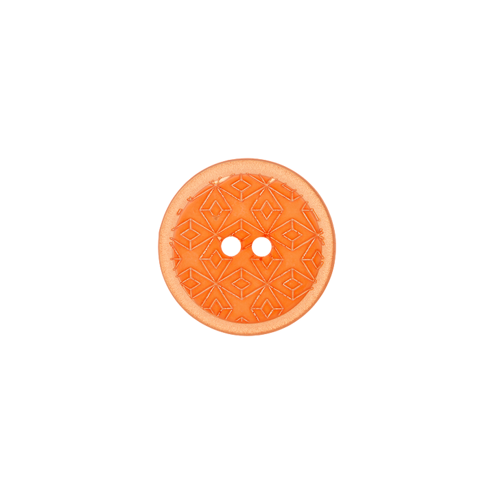Polyester button 2-holes, 15mm, orange