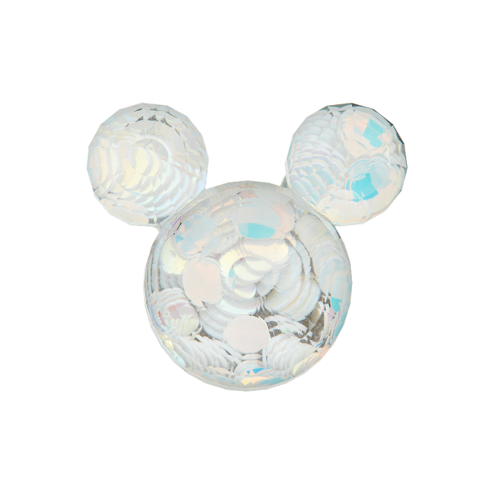 Bouton polyester pied, Souris, 20mm, transparent