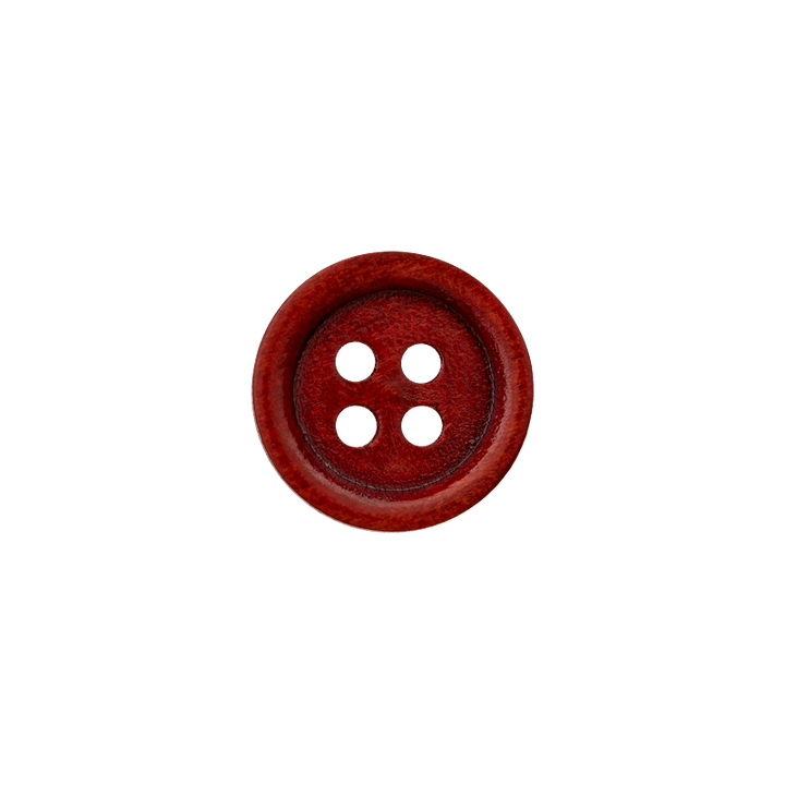 Wood button 4-holes, 12mm, medium brown