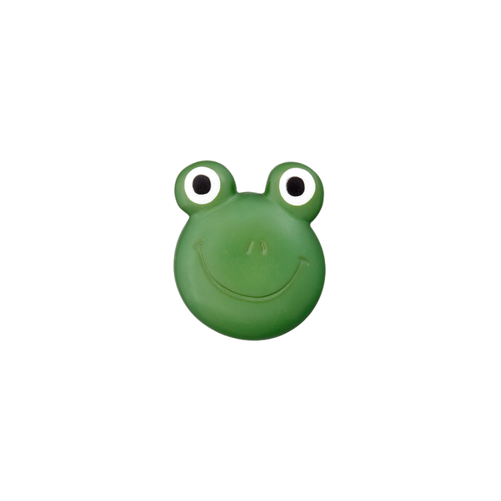 Polyesterknopf Öse, Frosch, 20mm, mittelgrün