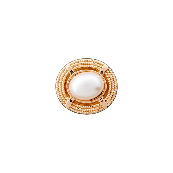 Metal/polyester button shank, Pearl, 18mm, gold