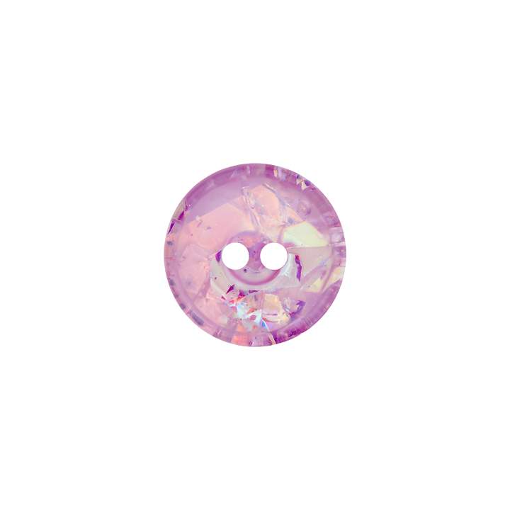 Polyester button 2-holes, Glitter, 11mm, lilac