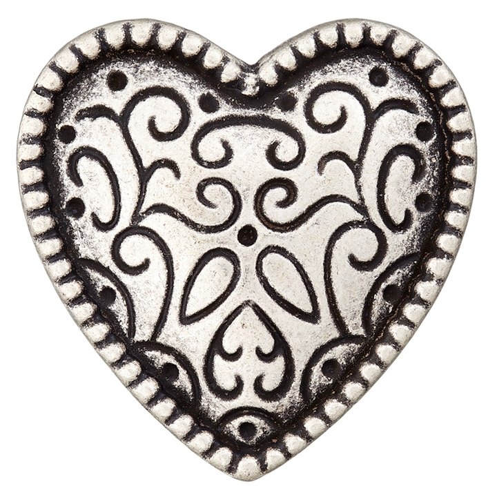 Metal button shank Heart 20mm silver