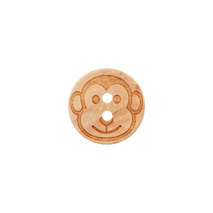 Wood button 2-holes, 15mm, beige