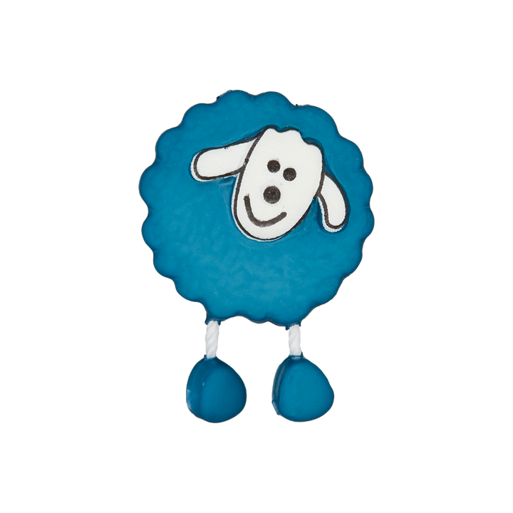 Polyester button Sheep 18mm blue