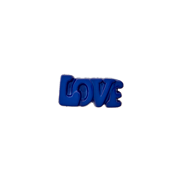 Polyesterknopf Öse, Love, 15mm, blau