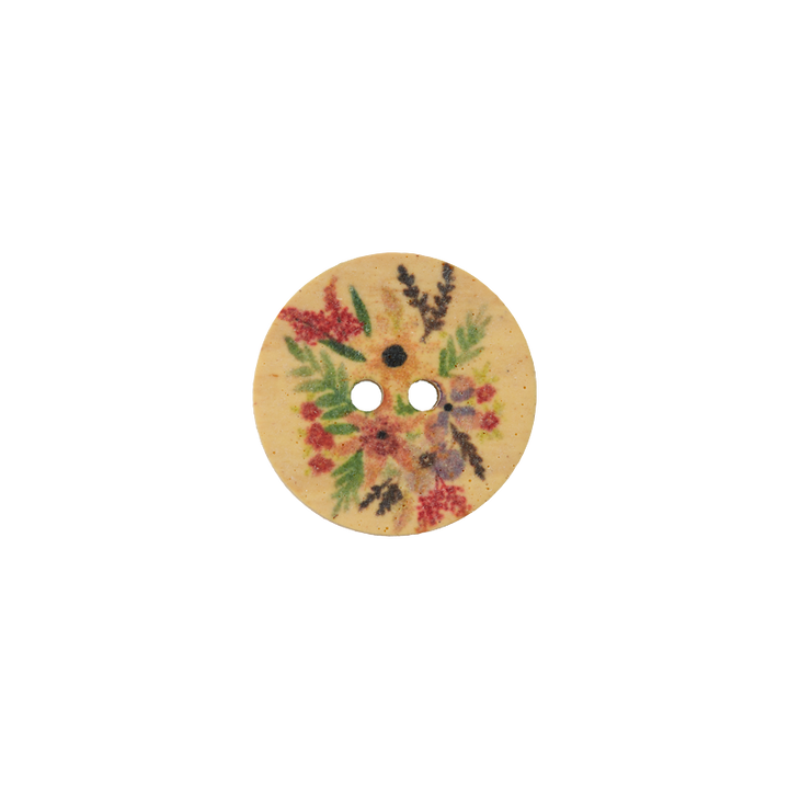 Polyester button 2-holes 23mm multicoloured Flower