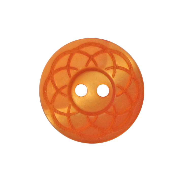 Polyester button 2-holes, Flower, 20mm, orange